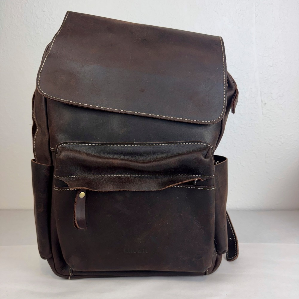 Lifewit Dark Brown Genuine Leather Backpack Laptop Bag Commuter Heritage Rugged